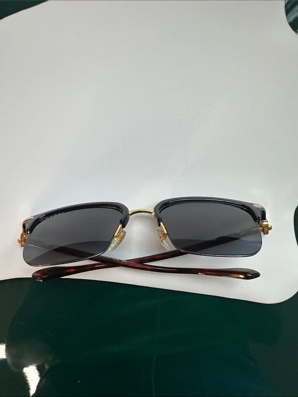 Gucci Men’s Square Sunglasses in Black and Gold-Tone